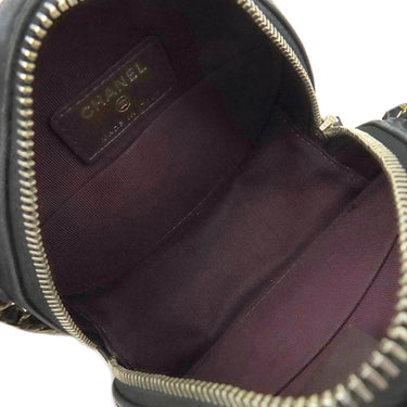シャネル CHANEL マトラッセ チェーンショルダー ブラック ラムスキン ショルダーバッグ ゴールド金具 ラウンド サークル ミニバッグ 黒