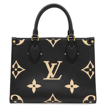 ルイヴィトン LOUIS VUITTON オンザゴー PM M45659 ブラック×ベージュ モノグラムアンプラント ハンドバッグ ゴールド金具