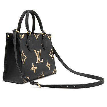 ルイヴィトン LOUIS VUITTON オンザゴー PM M45659 ブラック×ベージュ モノグラムアンプラント ハンドバッグ ゴールド金具