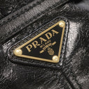 プラダ PRADA ボニー ミニ ハンドバッグ 1BA486 ブラック レザー 2WAYバッグ ゴールド金具 黒 三角ロゴ ショルダー