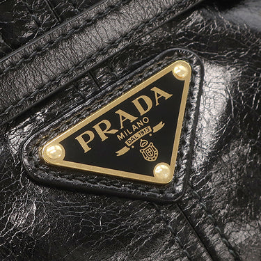 プラダ PRADA ボニー ミニ ハンドバッグ 1BA486 ブラック レザー 2WAYバッグ ゴールド金具 黒 三角ロゴ ショルダー