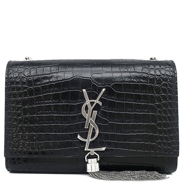 サンローラン SAINT LAURENT ケイト タッセル チェーンショルダー ブラック レザー ショルダーバッグ シルバー金具 モノグラム カサンドラ 黒 型押し