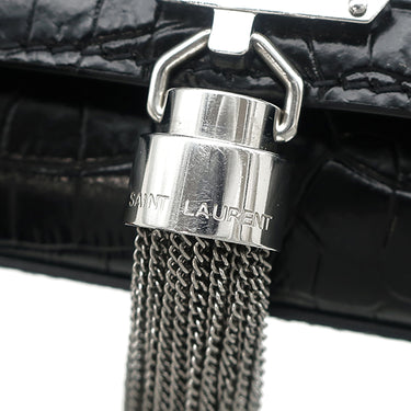 サンローラン SAINT LAURENT ケイト タッセル チェーンショルダー ブラック レザー ショルダーバッグ シルバー金具 モノグラム カサンドラ 黒 型押し