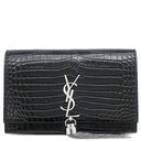 サンローラン SAINT LAURENT ケイト タッセル チェーンウォレット ブラック レザー 2WAYバッグ シルバー金具 ショルダー モノグラム カサンドラ 黒 型押し