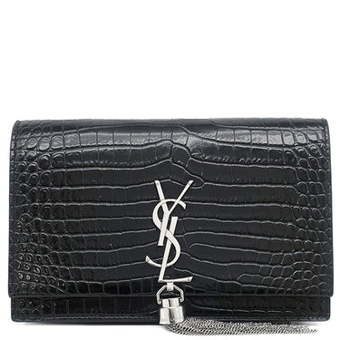 サンローラン SAINT LAURENT ケイト タッセル チェーンウォレット ブラック レザー 2WAYバッグ シルバー金具 ショルダー モノグラム カサンドラ 黒 型押し