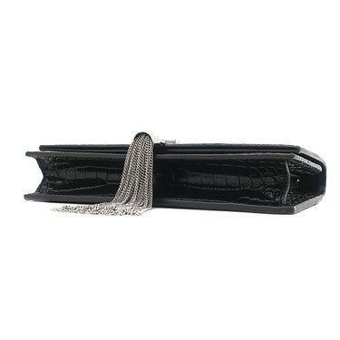 サンローラン SAINT LAURENT ケイト タッセル チェーンウォレット ブラック レザー 2WAYバッグ シルバー金具 ショルダー モノグラム カサンドラ 黒 型押し