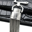 サンローラン SAINT LAURENT ケイト タッセル チェーンウォレット ブラック レザー 2WAYバッグ シルバー金具 ショルダー モノグラム カサンドラ 黒 型押し