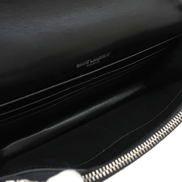 サンローラン SAINT LAURENT ケイト タッセル チェーンウォレット ブラック レザー 2WAYバッグ シルバー金具 ショルダー モノグラム カサンドラ 黒 型押し