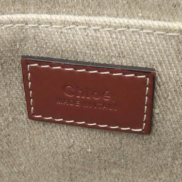 クロエ Chloe ウッディ ミディアム トート ベージュ×ブラウン リネン カーフ トートバッグ ロゴ ショルダー 肩掛け