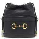 グッチ GUCCI ホースビット バケットバッグ 602118 ブラック レザー ショルダーバッグ ゴールド金具 黒 巾着