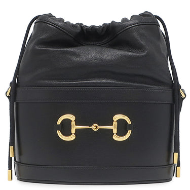 グッチ GUCCI ホースビット バケットバッグ 602118 ブラック レザー ショルダーバッグ ゴールド金具 黒 巾着