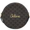 セリーヌ CELINE トリオンフ ラウンド ショルダー ブラウン PVCコーティングキャンバス レザー ショルダーバッグ ゴールド金具 茶 ポシェット ロゴ 刺繍