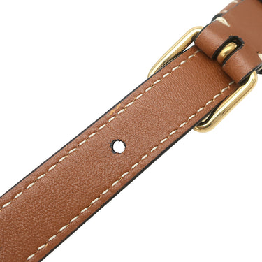 セリーヌ CELINE トリオンフ ラウンド ショルダー ブラウン PVCコーティングキャンバス レザー ショルダーバッグ ゴールド金具 茶 ポシェット ロゴ 刺繍