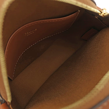 セリーヌ CELINE トリオンフ ラウンド ショルダー ブラウン PVCコーティングキャンバス レザー ショルダーバッグ ゴールド金具 茶 ポシェット ロゴ 刺繍