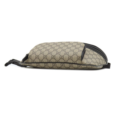 グッチ GUCCI クロスボディバッグ 779843 ベージュ×ブラック GGスプリームキャンバス レザー ボディバッグ シルバー金具 ウエストバッグ 黒