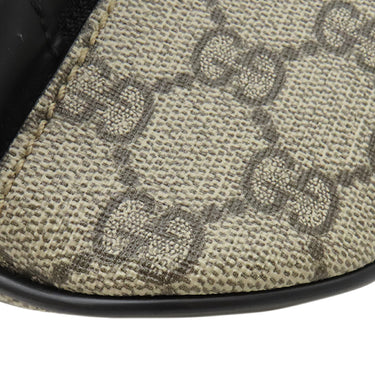 グッチ GUCCI クロスボディバッグ 779843 ベージュ×ブラック GGスプリームキャンバス レザー ボディバッグ シルバー金具 ウエストバッグ 黒