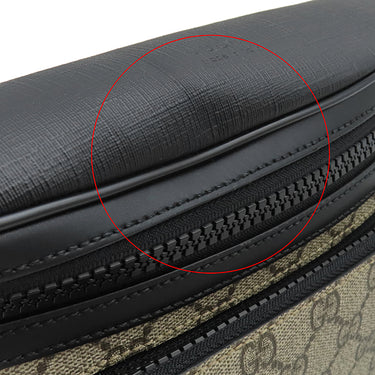 グッチ GUCCI クロスボディバッグ 779843 ベージュ×ブラック GGスプリームキャンバス レザー ボディバッグ シルバー金具 ウエストバッグ 黒