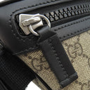 グッチ GUCCI クロスボディバッグ 779843 ベージュ×ブラック GGスプリームキャンバス レザー ボディバッグ シルバー金具 ウエストバッグ 黒
