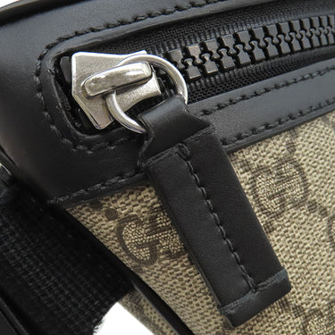 グッチ GUCCI クロスボディバッグ 779843 ベージュ×ブラック GGスプリームキャンバス レザー ボディバッグ シルバー金具 ウエストバッグ 黒