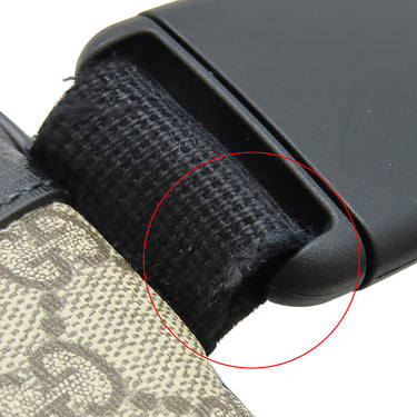 グッチ GUCCI クロスボディバッグ 779843 ベージュ×ブラック GGスプリームキャンバス レザー ボディバッグ シルバー金具 ウエストバッグ 黒