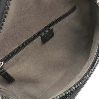 グッチ GUCCI クロスボディバッグ 779843 ベージュ×ブラック GGスプリームキャンバス レザー ボディバッグ シルバー金具 ウエストバッグ 黒