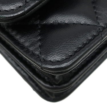 シャネル CHANEL マトラッセ ミニ チェーンウォレット AP1649 ブラック ラムスキン チェーンウォレット ゴールド金具 ココマーク カメリア