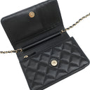 シャネル CHANEL マトラッセ ミニ チェーンウォレット AP1649 ブラック ラムスキン チェーンウォレット ゴールド金具 ココマーク カメリア