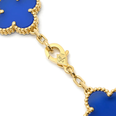 ヴァンクリーフアーペル Van Cleef & Arpels ヴィンテージアルハンブラ 5モチーフ VCARP3490 ブルー×イエローゴールド K18YG ブルーアゲート ブレスレット 青 750 18K YG アゲート