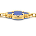 ヴァンクリーフアーペル Van Cleef & Arpels ヴィンテージアルハンブラ 5モチーフ VCARP3490 ブルー×イエローゴールド K18YG ブルーアゲート ブレスレット 青 750 18K YG アゲート
