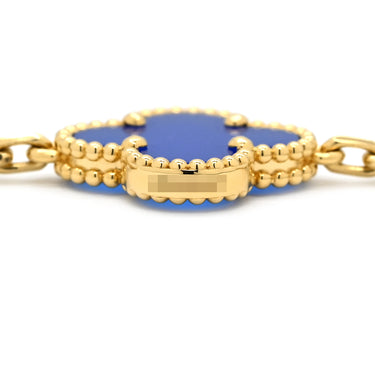ヴァンクリーフアーペル Van Cleef & Arpels ヴィンテージアルハンブラ 5モチーフ VCARP3490 ブルー×イエローゴールド K18YG ブルーアゲート ブレスレット 青 750 18K YG アゲート