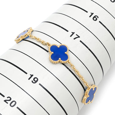 ヴァンクリーフアーペル Van Cleef & Arpels ヴィンテージアルハンブラ 5モチーフ VCARP3490 ブルー×イエローゴールド K18YG ブルーアゲート ブレスレット 青 750 18K YG アゲート
