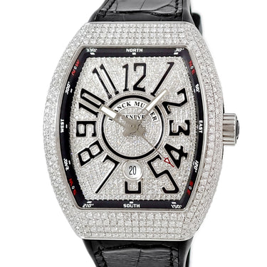 腕時計 フランクミュラー FRANCK MULLER ヴァンガード V45SCDT 自動巻き メンズ ダイヤ パヴェ トノー トノウ デイト アラビア