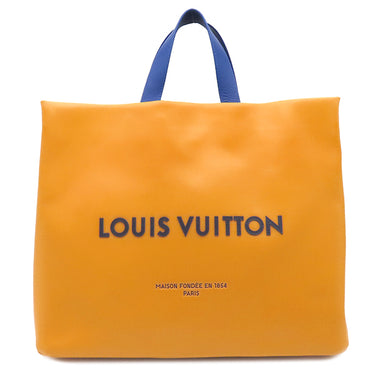 ルイヴィトン LOUIS VUITTON ショッパー バッグ MM M24457 サフラン レザー 2WAYバッグ シルバー金具 イエロー トート ショルダー