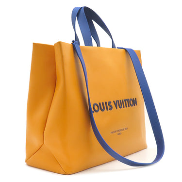 ルイヴィトン LOUIS VUITTON ショッパー バッグ MM M24457 サフラン レザー 2WAYバッグ シルバー金具 イエロー トート ショルダー
