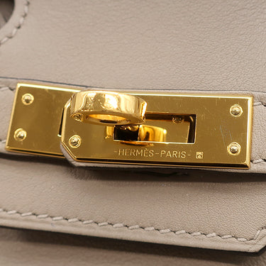 エルメス HERMES バーキン25 グリアスファルト ヴォースイフト ハンドバッグ ゴールド金具 グレージュ
