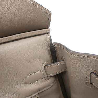 エルメス HERMES バーキン25 グリアスファルト ヴォースイフト ハンドバッグ ゴールド金具 グレージュ