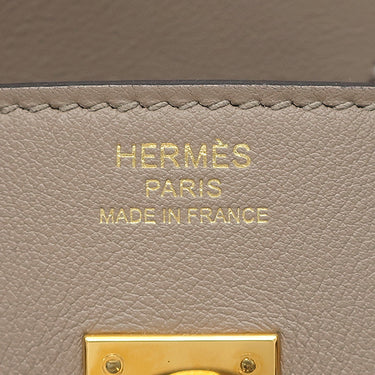 エルメス HERMES バーキン25 グリアスファルト ヴォースイフト ハンドバッグ ゴールド金具 グレージュ