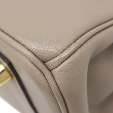 エルメス HERMES バーキン25 グリアスファルト ヴォースイフト ハンドバッグ ゴールド金具 グレージュ