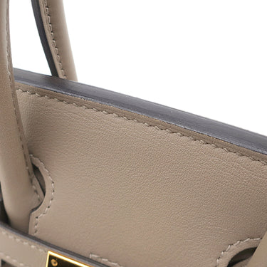 エルメス HERMES バーキン25 グリアスファルト ヴォースイフト ハンドバッグ ゴールド金具 グレージュ