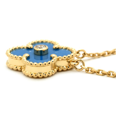ヴァンクリーフアーペル Van Cleef & Arpels ヴィンテージ アルハンブラ VCARP46000 ブルーXイエローゴールド K18PG ダイヤモンド セーブル ネックレス 2019年ホリデー限定 セーブル 1Pダイヤ 18K