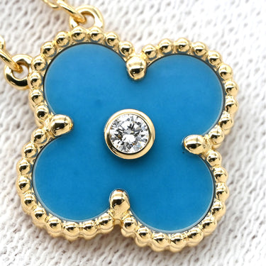ヴァンクリーフアーペル Van Cleef & Arpels ヴィンテージ アルハンブラ VCARP46000 ブルーXイエローゴールド K18PG ダイヤモンド セーブル ネックレス 2019年ホリデー限定 セーブル 1Pダイヤ 18K