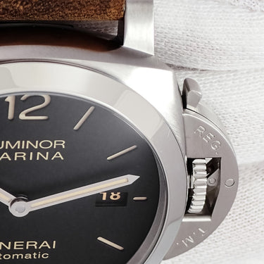 腕時計 パネライ PANERAI ルミノール マリーナ PAM01312 V番 自動巻き メンズ V番 ブラック スモールセコンド デイト アラビア バー