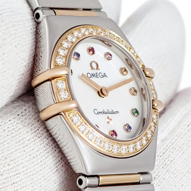 腕時計 オメガ OMEGA コンステレーション マイチョイス ミニ アイリス 1368.79.00 クオーツ レディース K18RG×SS 純正ダイヤ シェル