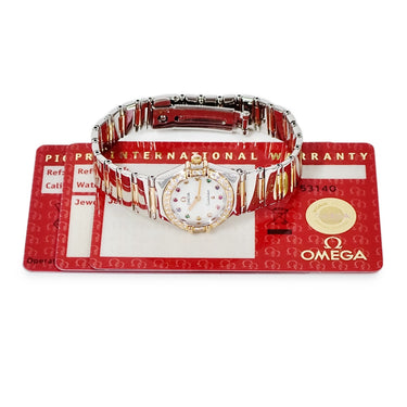 腕時計 オメガ OMEGA コンステレーション マイチョイス ミニ アイリス 1368.79.00 クオーツ レディース K18RG×SS 純正ダイヤ シェル