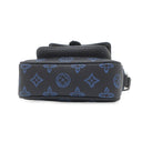 ルイヴィトン LOUIS VUITTON クリストファー ウエアラブル ウォレット M81854 ブラック×ブルー レザー モノグラムレコードキャンバス ショルダーバッグ シルバー金具 黒 青