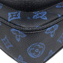 ルイヴィトン LOUIS VUITTON クリストファー ウエアラブル ウォレット M81854 ブラック×ブルー レザー モノグラムレコードキャンバス ショルダーバッグ シルバー金具 黒 青