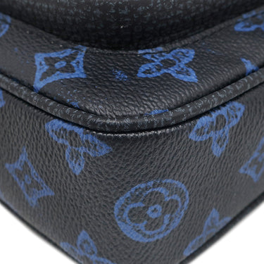 ルイヴィトン LOUIS VUITTON クリストファー ウエアラブル ウォレット M81854 ブラック×ブルー レザー モノグラムレコードキャンバス ショルダーバッグ シルバー金具 黒 青
