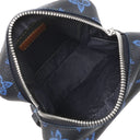 ルイヴィトン LOUIS VUITTON クリストファー ウエアラブル ウォレット M81854 ブラック×ブルー レザー モノグラムレコードキャンバス ショルダーバッグ シルバー金具 黒 青