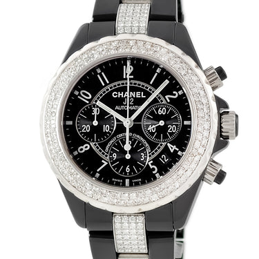腕時計 シャネル CHANEL J12 クロノグラフ H0940 自動巻き メンズ ブラック セラミック ダイヤ デイト スモールセコンド