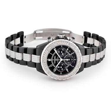 腕時計 シャネル CHANEL J12 クロノグラフ H0940 自動巻き メンズ ブラック セラミック ダイヤ デイト スモールセコンド